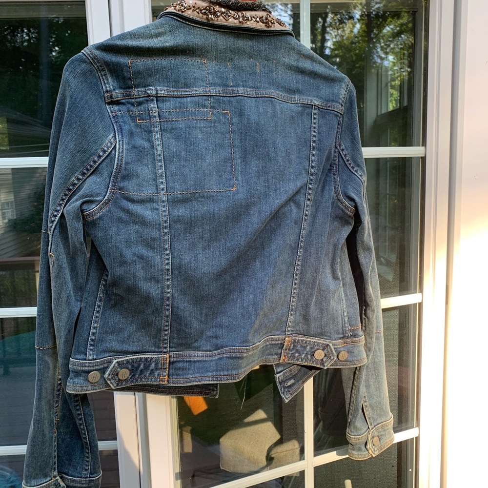 Anthropologie Jean jacket with beaded collar - Picture 6 of 7